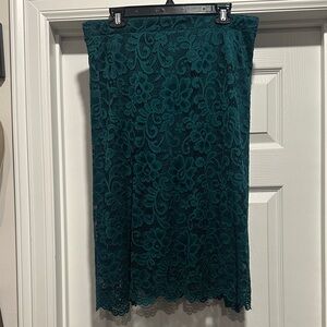 Chic Teal Lace Pencil Skirt